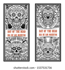 Set of Day of the dead (Dia de los muertos) flyer templates. Design element for poster, card, banner. Vector illustration