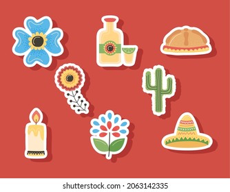 set of day of dead icons