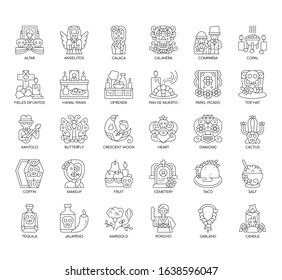 Set of day of the dead thin line and pixel perfect icons for any web and app project. 