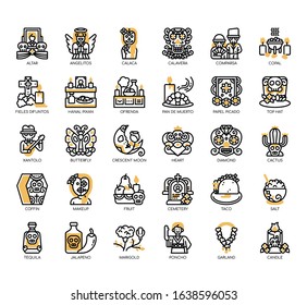 Set of day of the dead thin line and pixel perfect icons for any web and app project. 