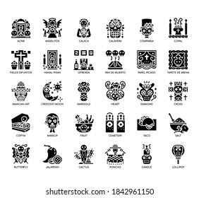 Set of day of the dead thin line and pixel perfect icons for any web and app project. 