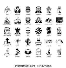 Set of day of the dead thin line and pixel perfect icons for any web and app project. 