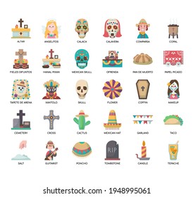 Set of day of the dead thin line and pixel perfect icons for any web and app project. 