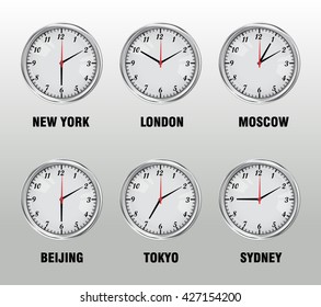 Set Day Night Clock Time Zones Stock Vector (Royalty Free) 427154200 ...