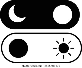 Set of day night switch toggle button dark mode symbol. On Off toggle switch icons. vector illustration on transparent background
