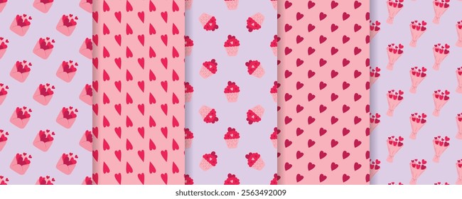 Set of Valentine´s day seamless patterns