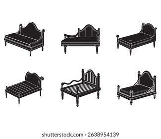 set of daybed icon silhouette vector illustration design
