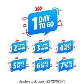 Set Days To Go Badges. Countdown badges. Product limited promo. Day only stock