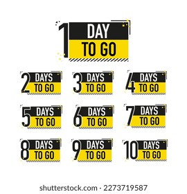 Set Days To Go Badges. Countdown badges. Product limited promo. Day only stock
