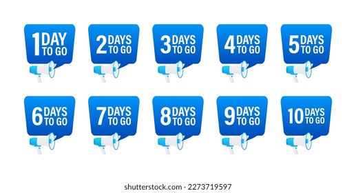Set Days To Go Badges. Countdown badges. Product limited promo. Day only stock