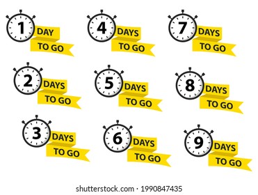 Set of days to go last countdown icons. Flat Design. Vector Illustration