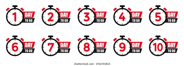 Set days icons to go last countdown icon. Days go sale price offer promo deal timer, day only – vector