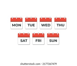 Conjunto de días del icono del calendario de la semana. Concepto de planificación, negocio y tareas.
