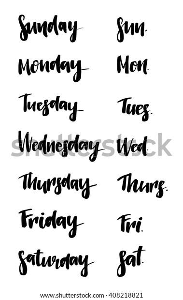 Set Days Week Lettering Posters Cards Stock Vector (Royalty Free) 408218821