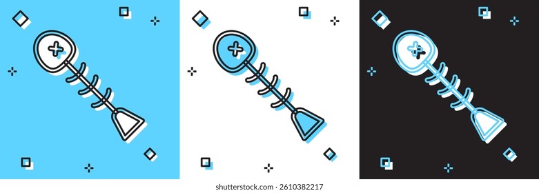 Set Dead fish icon isolated on blue and white, black background.  Vector