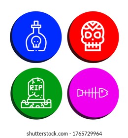 Juego de iconos muertos. Como veneno, cráneo, sepultura, hueso de pescar , íconos muertos