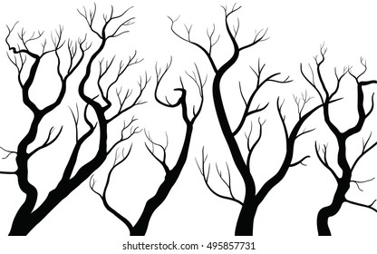 Set of Dead Tree without Leaves Vector Illustration Sketched