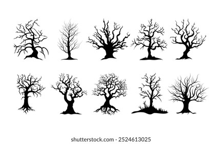 Set of Dead Trees Silhouette