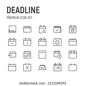 Set of deadline line icons. Premium pack of signs in trendy style. Pixel perfect objects for UI, apps and web. 