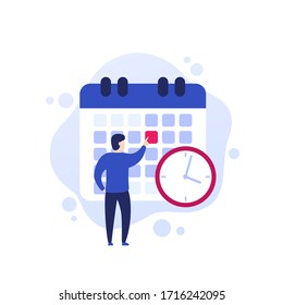 set a deadline, time management vector concept