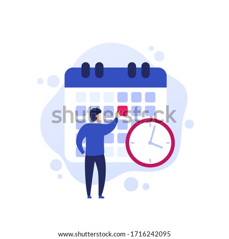 set a deadline, time management vector concept