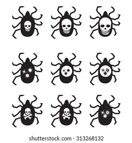 Set of deadly thick. Lyme disease icon.