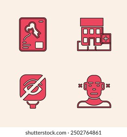 Set Deaf, X-ray shots, Medical hospital building and Blindness icon. Vector