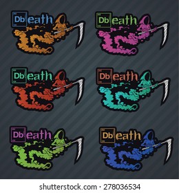 Set of death ghost character labels