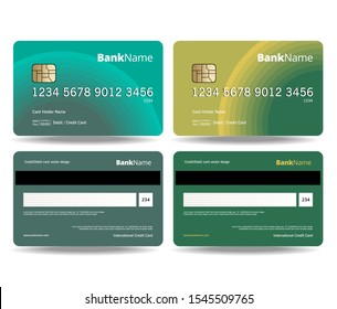 Set Of Debit Card, Credit Card, ATM Card And Privilege Card Vector Template Design.