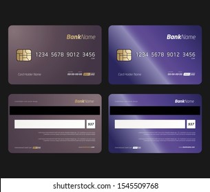 Set of Debit card, Credit card, ATM card and Privilege card vector template design.