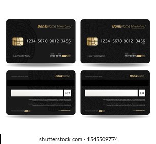 Set of Debit card, Credit card, ATM card and Privilege card vector template design.