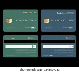 Set of Debit card, Credit card, ATM card and Privilege card vector template design.