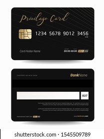 Set of Debit card, Credit card, ATM card and Privilege card vector template design.