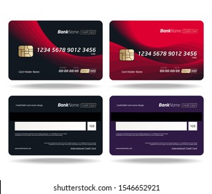 Set of Debit card, Credit card, ATM card and Privilege card vector template design.