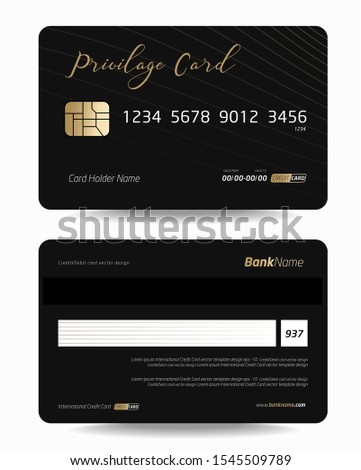 Set of Debit card, Credit card, ATM card and Privilege card vector template design.