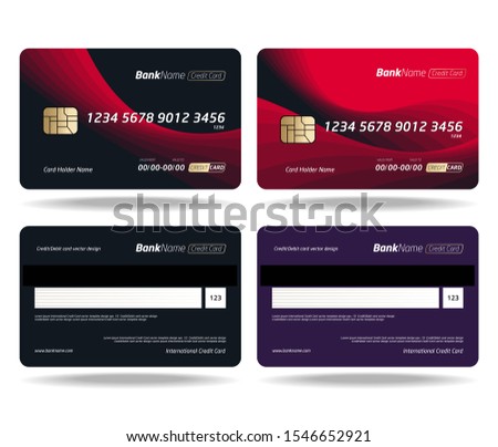 Set of Debit card, Credit card, ATM card and Privilege card vector template design.