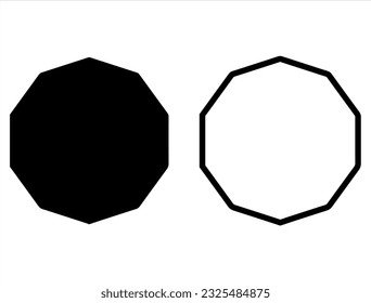 Conjunto de imágenes de vectores de silueta de icono de decagón