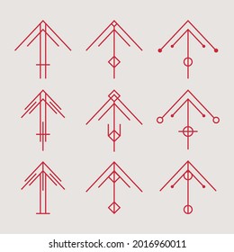 Set of decarative line arrow. Perfect to symbolism, background, etc.