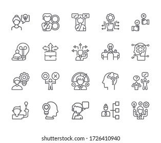 Set of decision Related Vector Line Icons. Includes such Icons as thoughts, strategy, logic, analysis and more. - vector