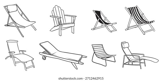 set of Deck Chair Vector illustration