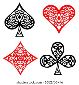 Set of decor of playing card on a white background