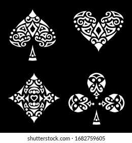 Set of decor of playing card on a black background