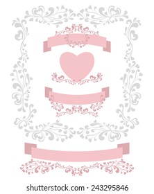 Set decorate element for Valentines Day or for Wedding or for romantic style design