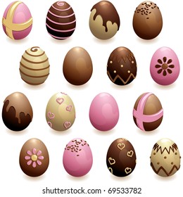 Set of decorated chocolate eggs (Eps10); jpg version also available