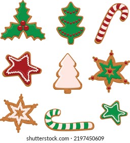 a set of decorated christmas ginger cookies