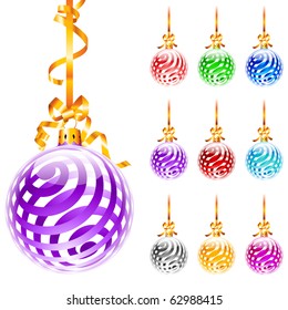 Set decorated with colourful balloons isolated on a white background. Swirl.