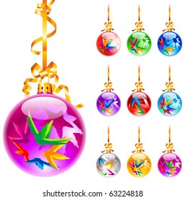 Set decorated with colourful balloons isolated on a white background. Star.