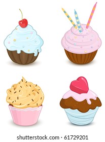 Set of  decorated cupcakes