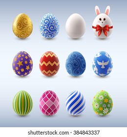 Set of decorated Easter eggs, EPS 10 contains transparency