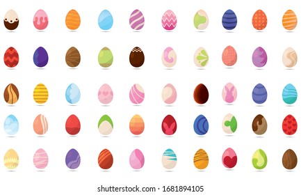 Conjunto de iconos decorados de huevos de Pascua - Vector